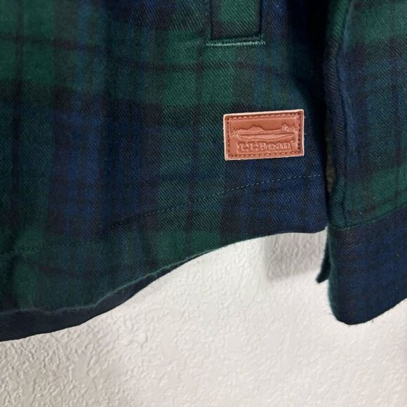 New LL Bean Blue & Green Plaid Cotton Zip Up Hooded Jacket Women's Size Small Ta - Picture 5 of 7